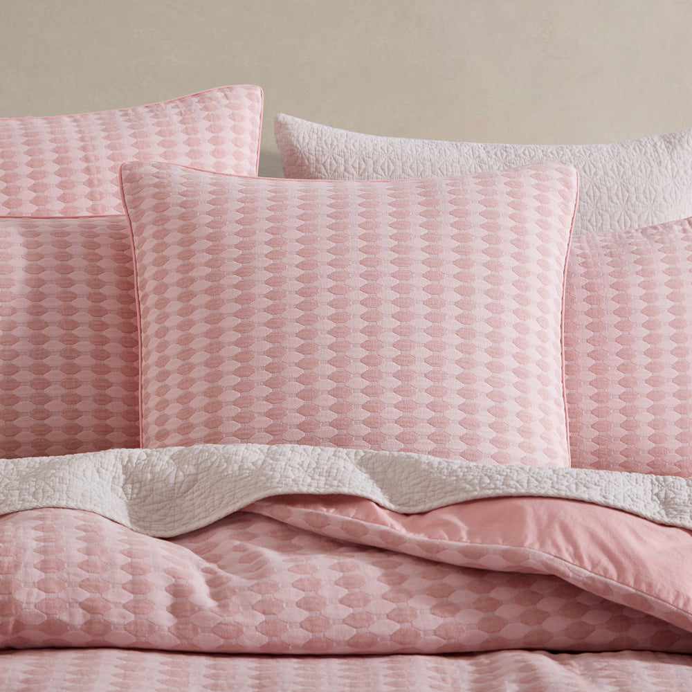 Frankie Blush King Size Quilt Cover Set with Natural Texture