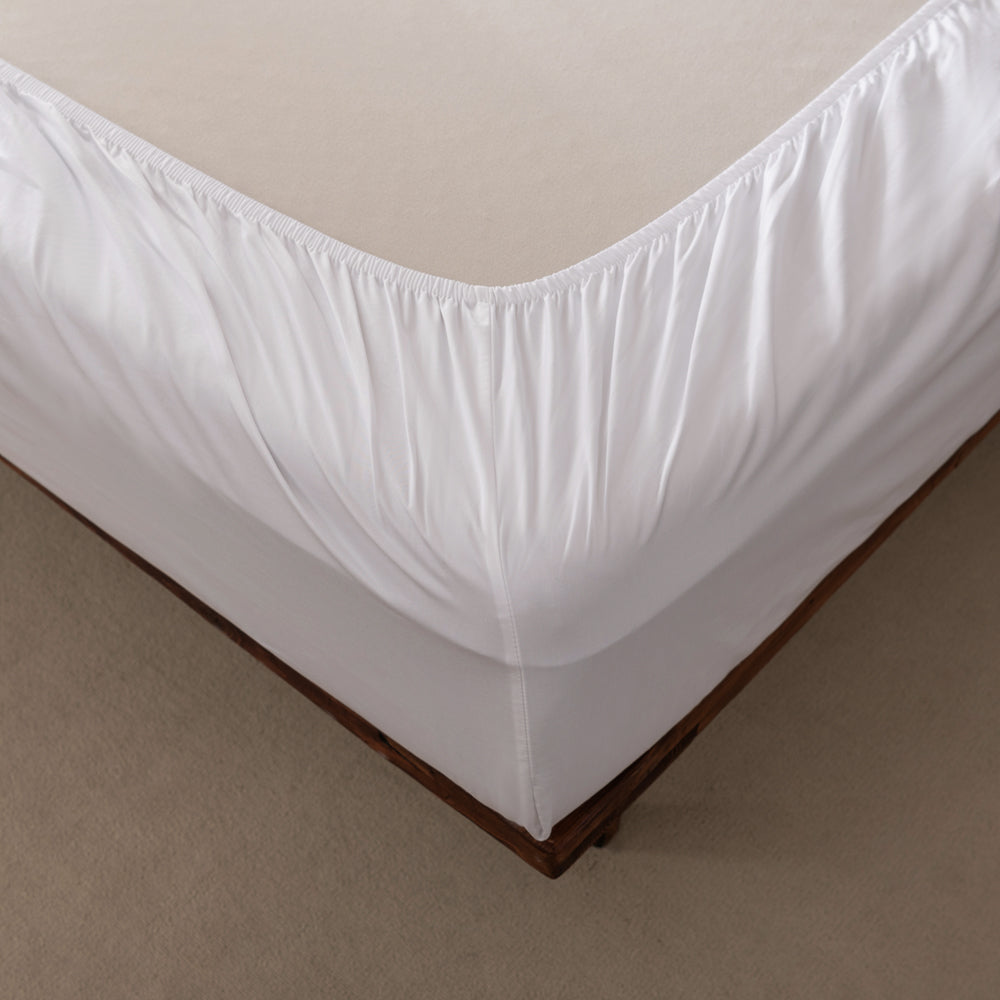 Luxurious 400TC White Casey Cotton Sheet Set for Split King Bed 40cm