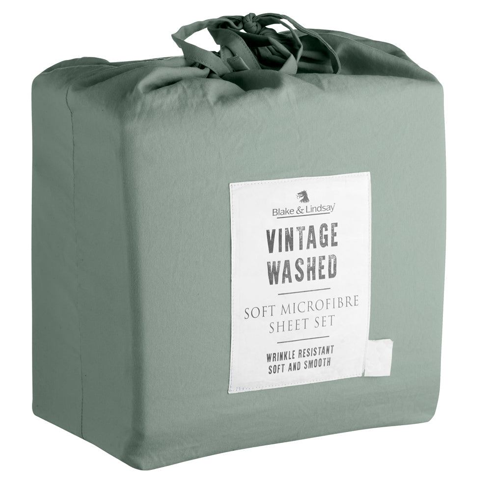 Surf-Inspired Vintage Washed Microfibre Double Bed Sheet Set