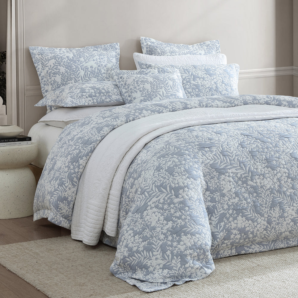 Quinn Denim Square-shaped Fully Filled Decorative Cushion for Home