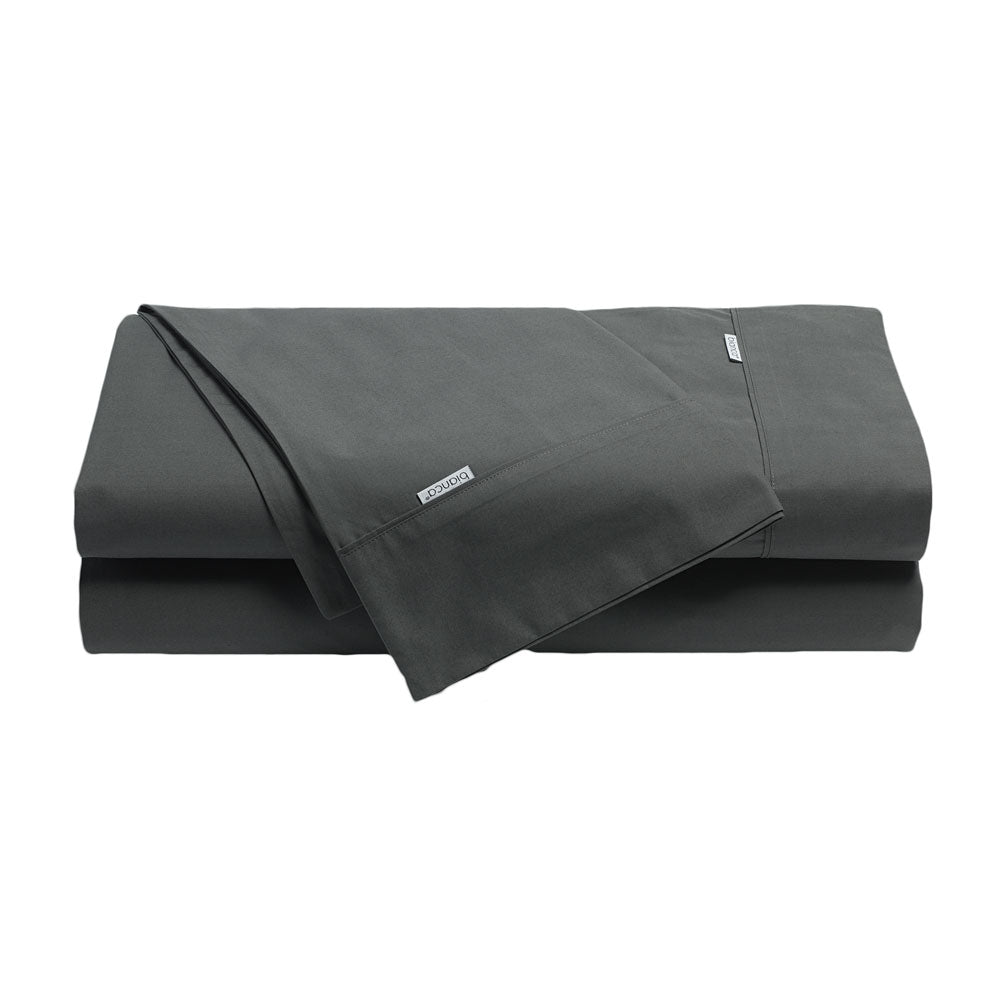 Heston Super King 50cm 300TC 100% Cotton Percale Charcoal Sheet Set