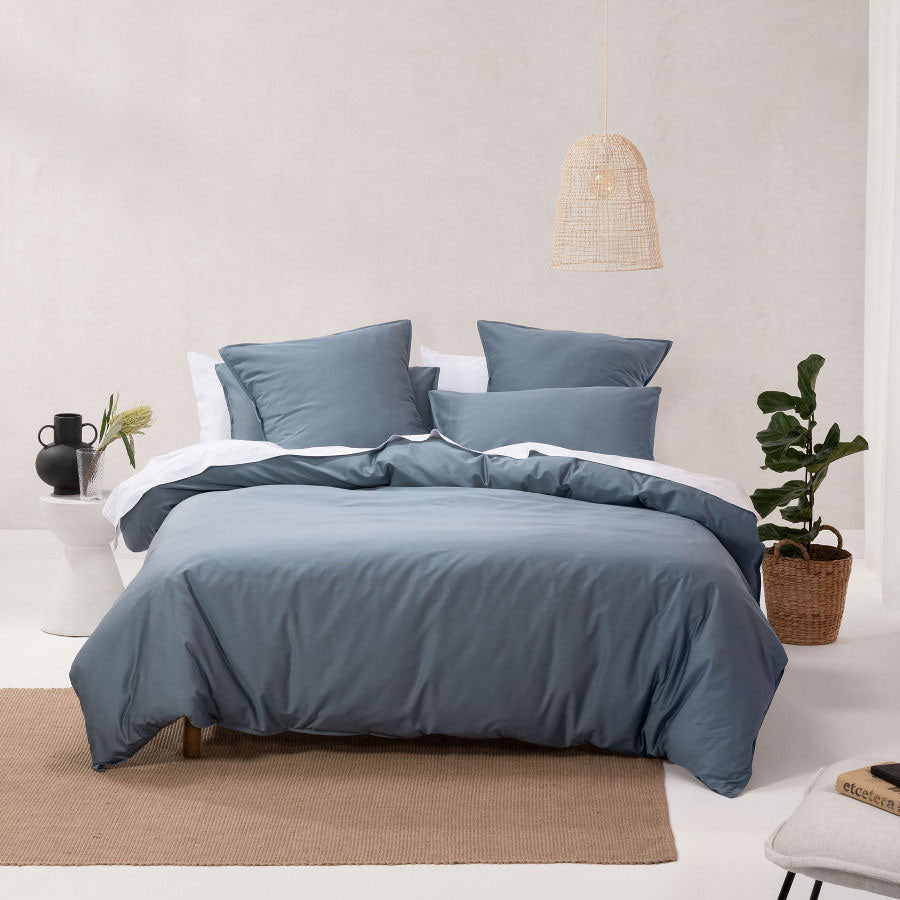 Premium Queen - Sized Nara Bluestone Bamboo Cotton Quilt Cover Set for Beds