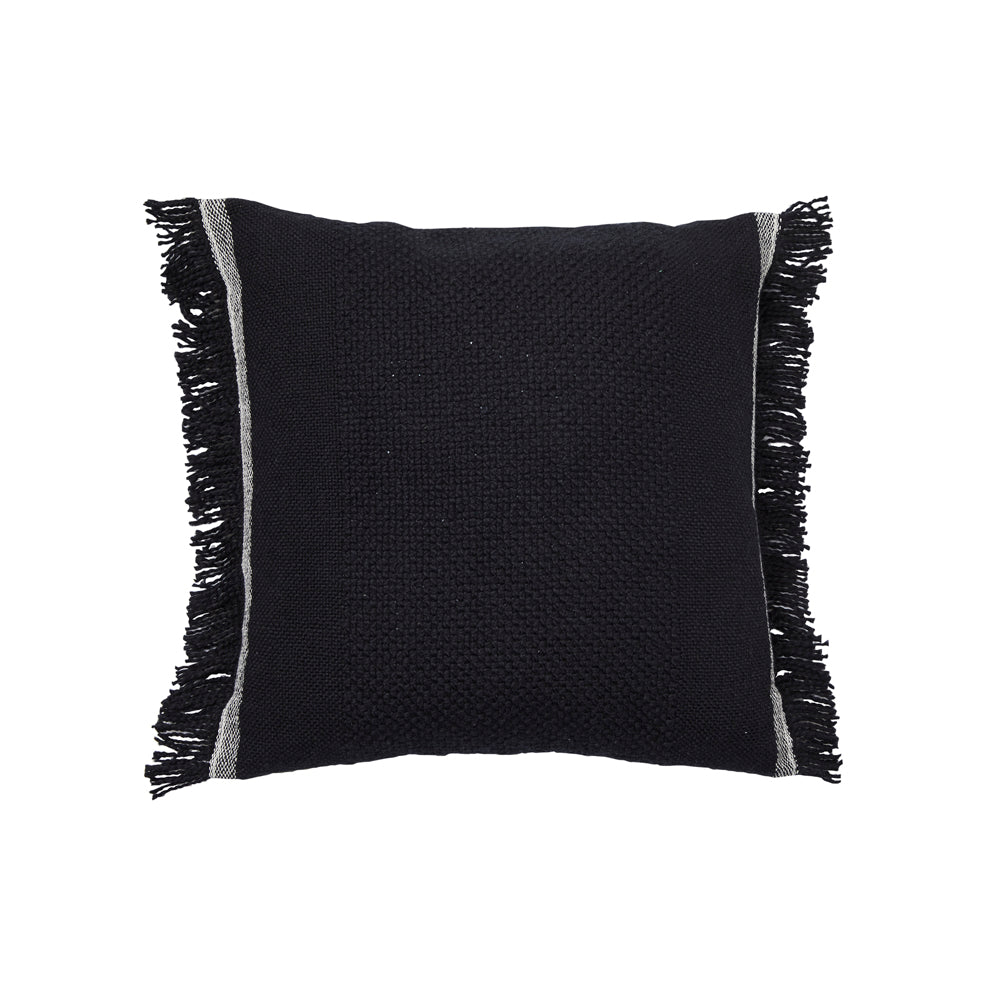 Piper Black Square Decorative Filled Cotton Cushion for Home Decoration