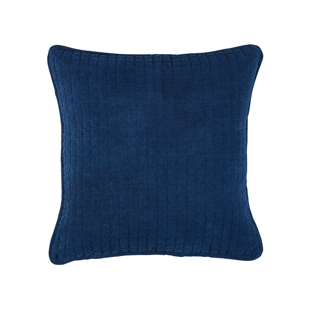 Luxurious Turin Indigo Corduroy Square Filled Decorative Cushion