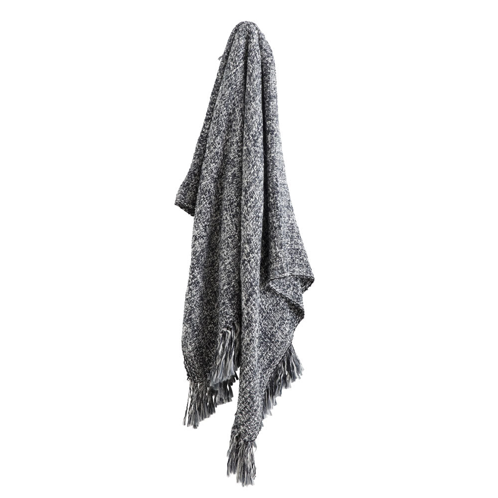 Stylish Parker Navy Acrylic Throw with Fringed Ends