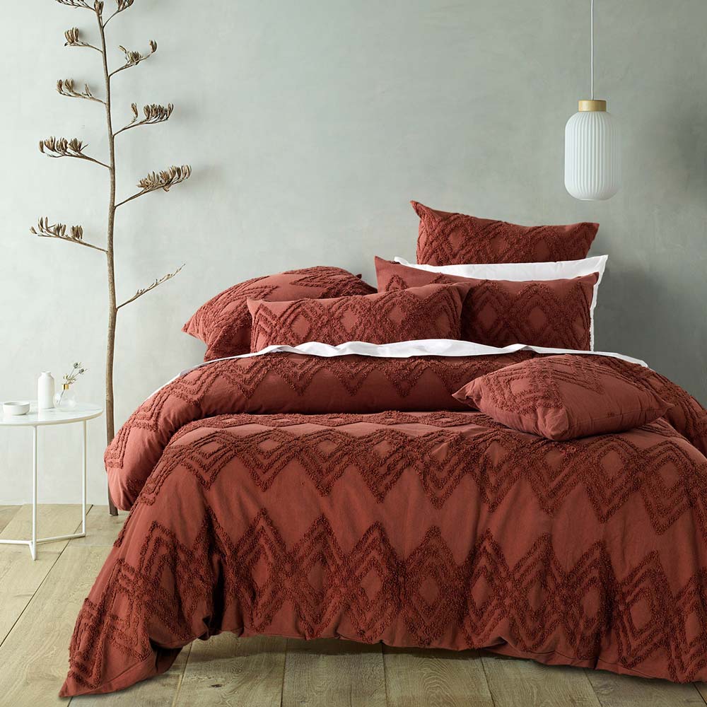 Luxurious Jaipur Terracotta King - Sized Bed Quilt Cover Set for Bedroom Decor