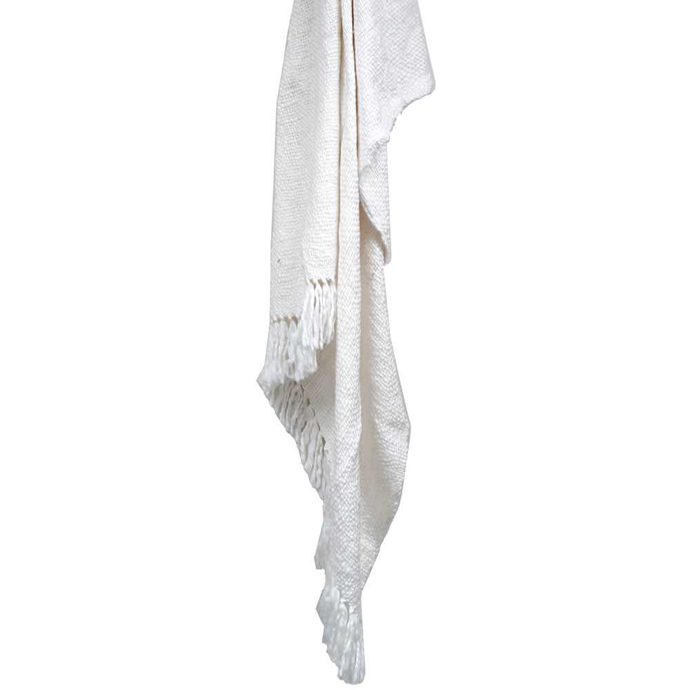 Exquisite Oslo Snow - White Knitted Throw Blanket
