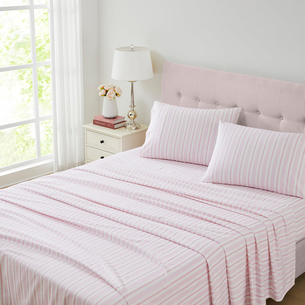 Laura Ashley Queen Bed Brampton Blush Pink Flannelette Sheet Set