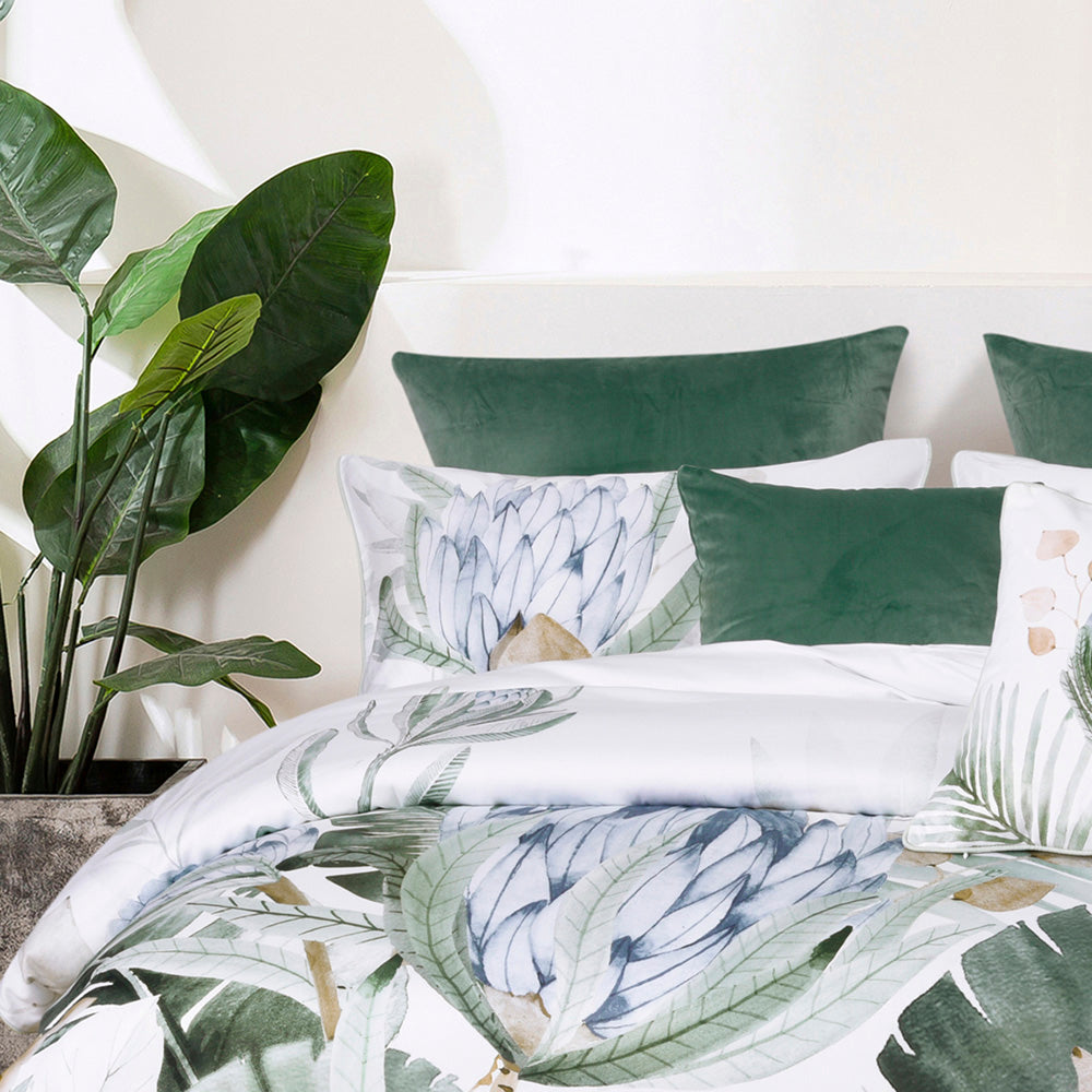 Double Bed Evergreen Sage Floral Quilt Cover Set for a Fresh Bedroom Decor