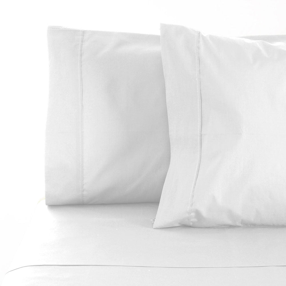 La Via Single Bed 100% Pure Cotton Sheet Set with 400 Thread Count in White