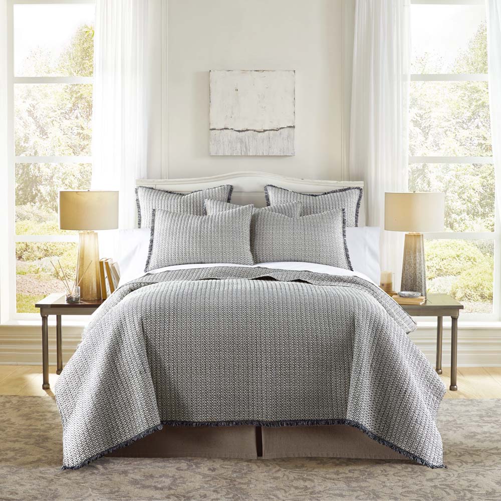 Jenny Mclean King Size Cotton Coverlet Set with Fringing and Classic Print