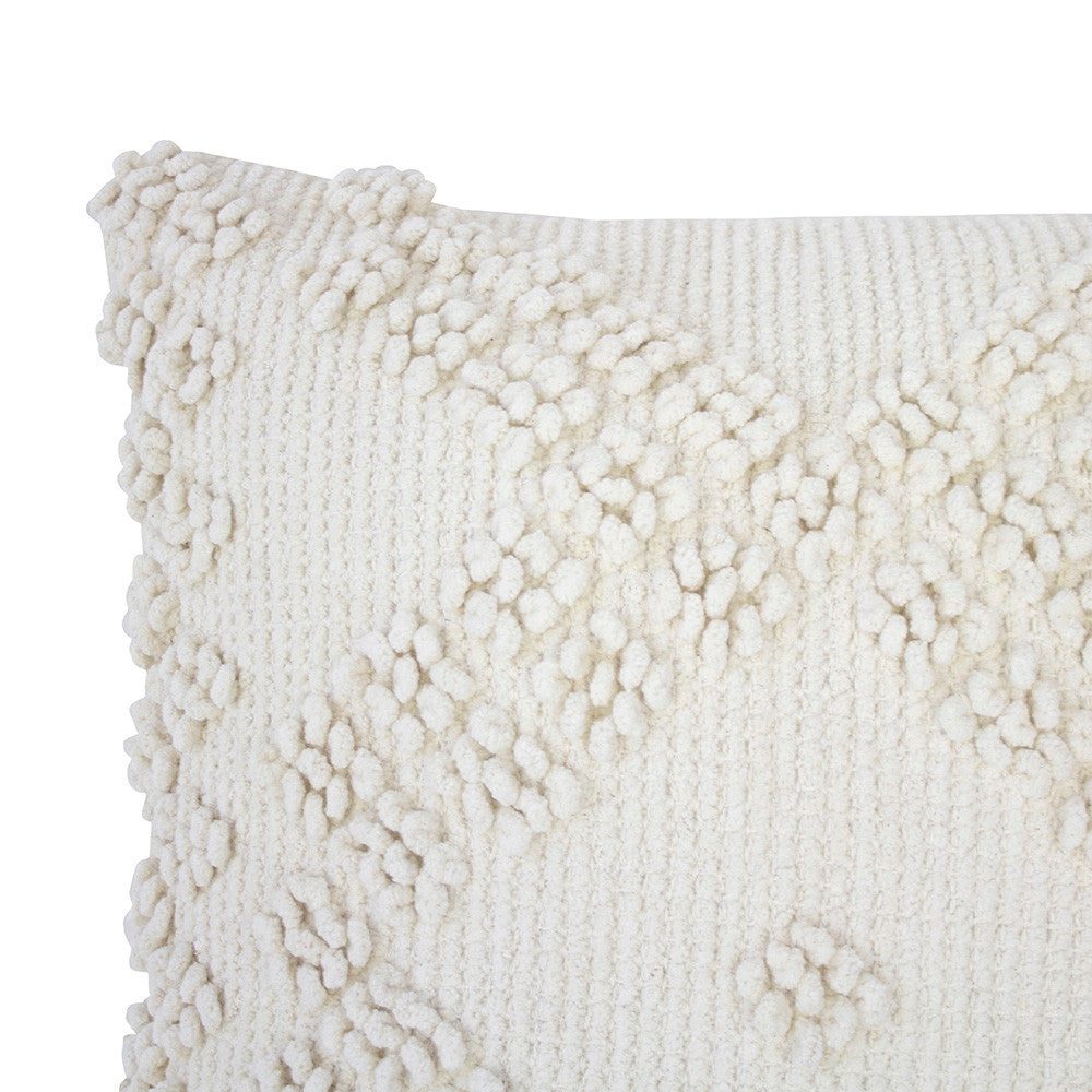 Ivory Square Filled Bronte Cushion with Soft Chenille Texture