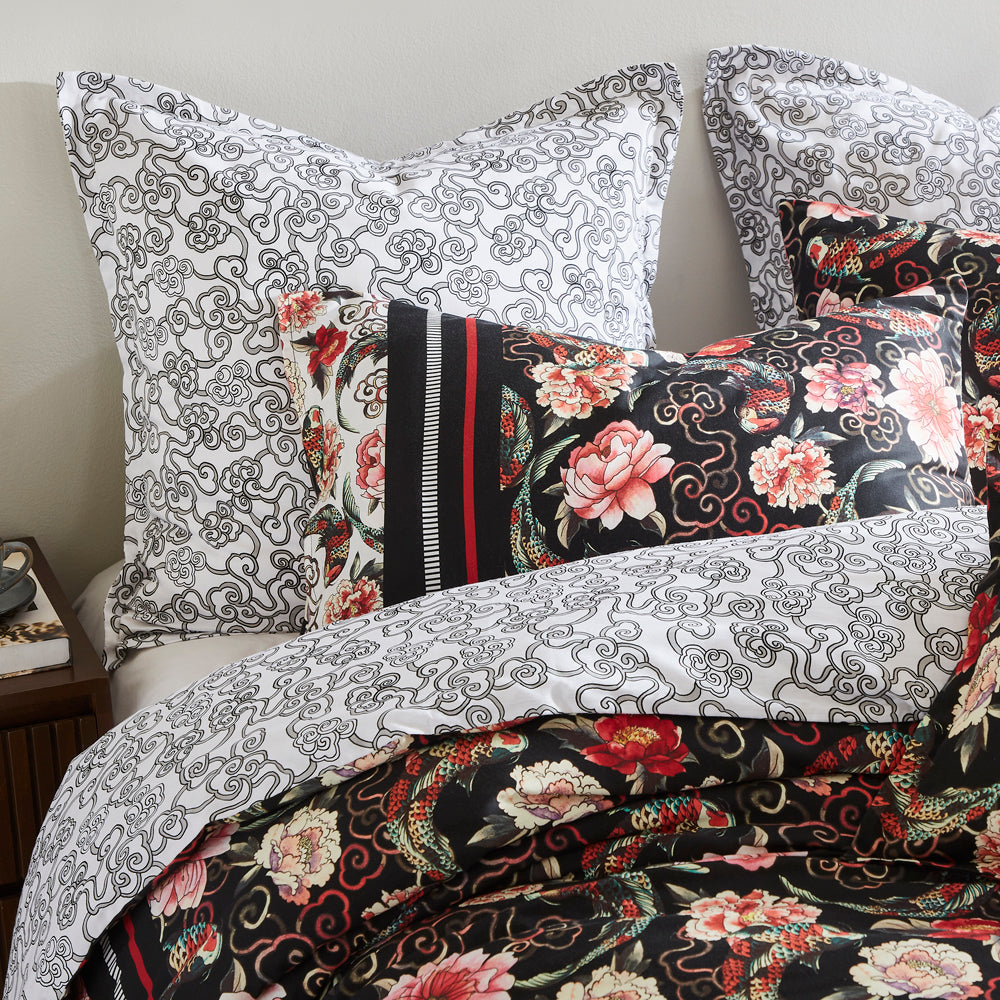Exquisite Shanghai Nights Black King - Sized Quilt Cover Set