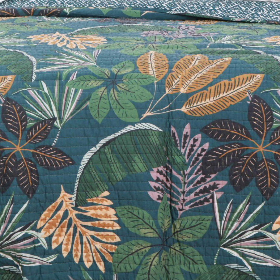 Beckett King Single Bed Multicoloured Tropical Bloom Coverlet Set