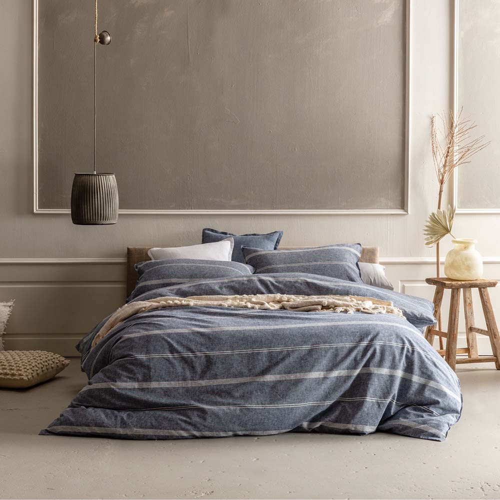 King-Size Balmoral Navy Quilt Cover Set with a Stylish Design