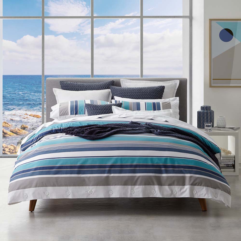 Double Bed Trent Lagoon Nautical Quilt Cover Set with Fresh Coastal Vibes